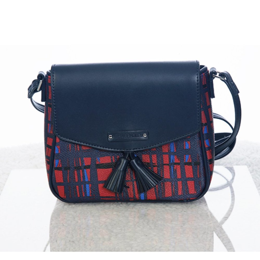 Vera Bradley Small Crossbody Bag Navy & Red Art Plaid - Picture 2 of 9